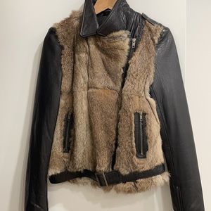 Rudsak rabbit fur and leather blazer